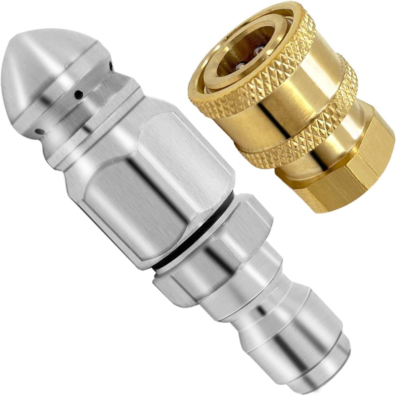 

Pressure Washer Sewer Jetting Nozzle with Stainless Steel 1/4Inch Quickly Connector Durable Design Sewer Jet Nozzle чистый