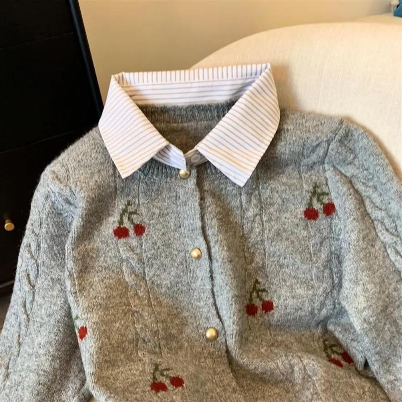 Autumn Winter Fashion Women's Elegant Knitted Cardigan Flip Collar Casual Solid Color Thick Warm Sweater Jumper