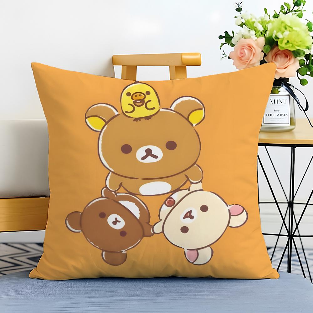 RRilakkuma Cushion Cover Washable Linen Pillowcase Soft  for Sofa Bed Cozy Home Room Decor