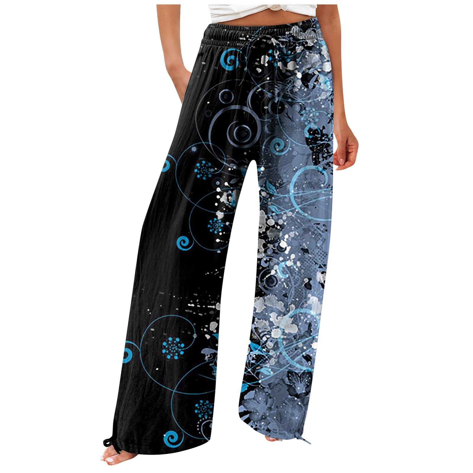 

Женские модные свободные повседневные брюки с высокой талией и принтом, повседневные брюки XL чёрный