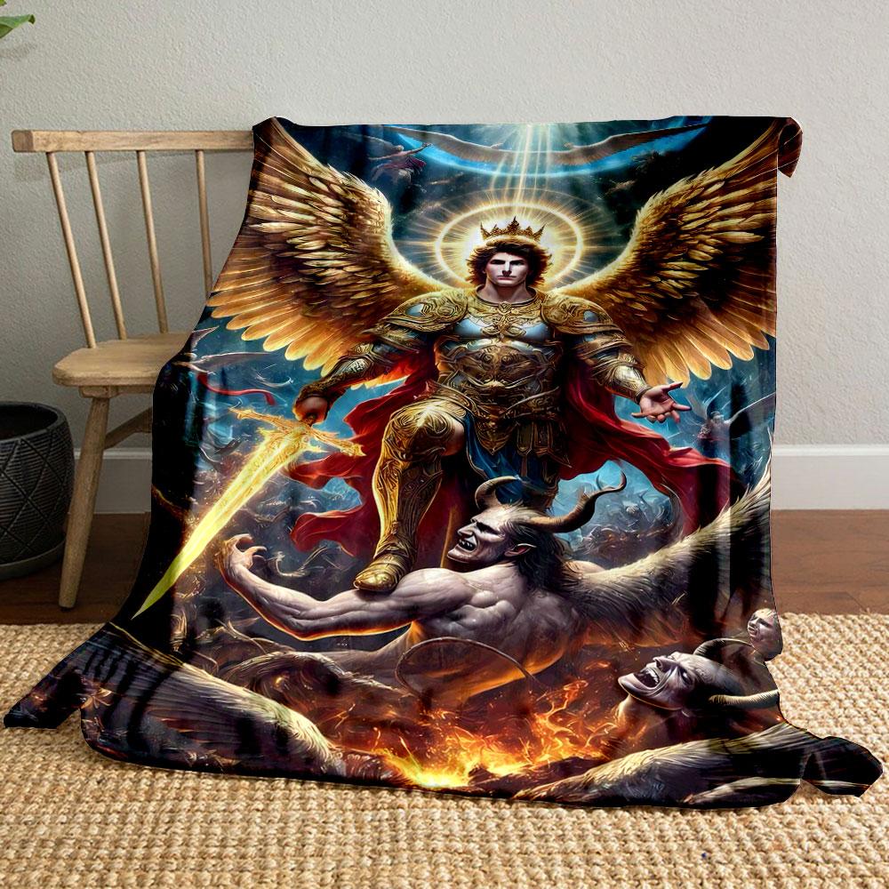 

Saint Michael Battle Devil Throw Blanket bedroom Blanket for Livingroom Couch lunch break Soft throw for Friend s festival Gift 80cm x 120cm