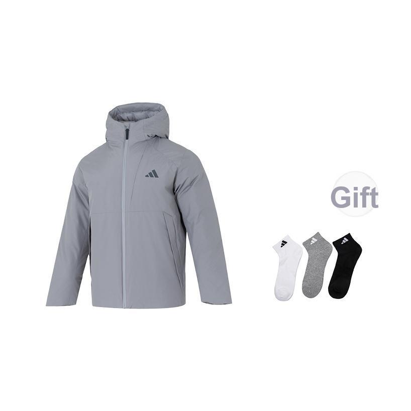 adidas Hooded Sports Casual Zipper Long Sleeve Down Jacket Men Outerwear KQ5503