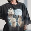 Three Llama Moon Shirt, Vintage 90s Andean Alpaca Graphic Tee, Camelid Animal Lover Gift