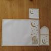 1 Set Star Moon Eid Placemat Faux Leather Embroidered Waterproof Placemat Cutlery Holder Coaster for Ramadan Dinner Home Islamic Holiday Party Decor