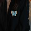 Fashionable Rhinestones Butterfly Enamel Pin Sturdy Alloy Accessory for Women Clothing Decoration and Gifts Giving