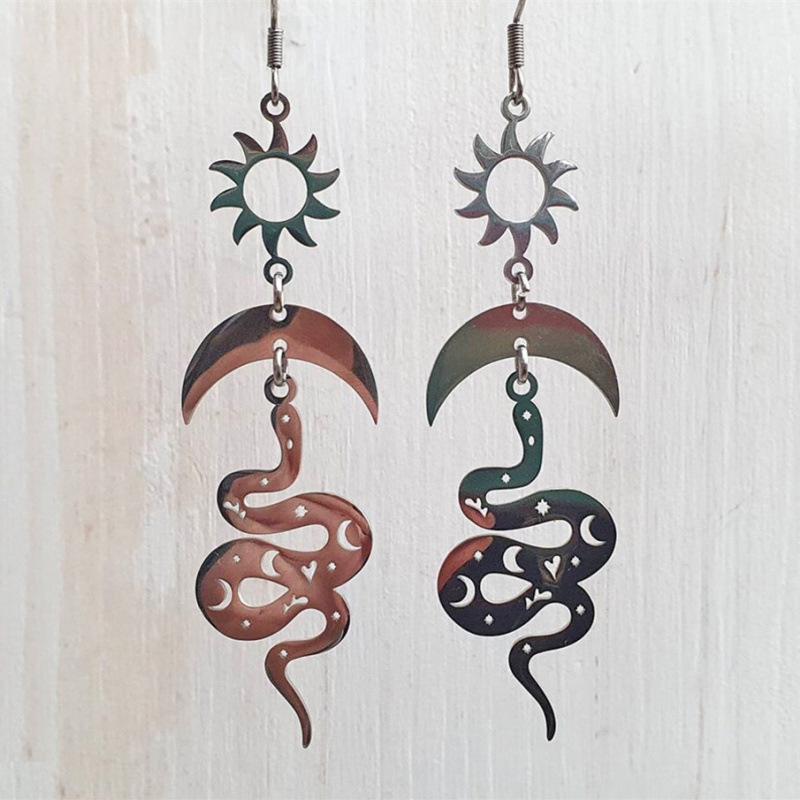 Celestial Silver Snake Earrings - Mysterious and Smooth Design