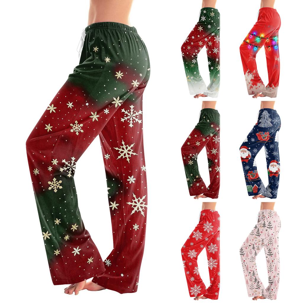 Women's Christmas Print Pants Casual Pants No Pockets