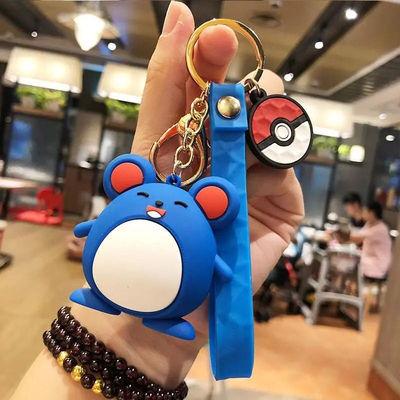 Silicone Keychains Pikachu Charmander Snorlax Bag Charms Anime Backpack Pendants Decor Accessories Kids Toys