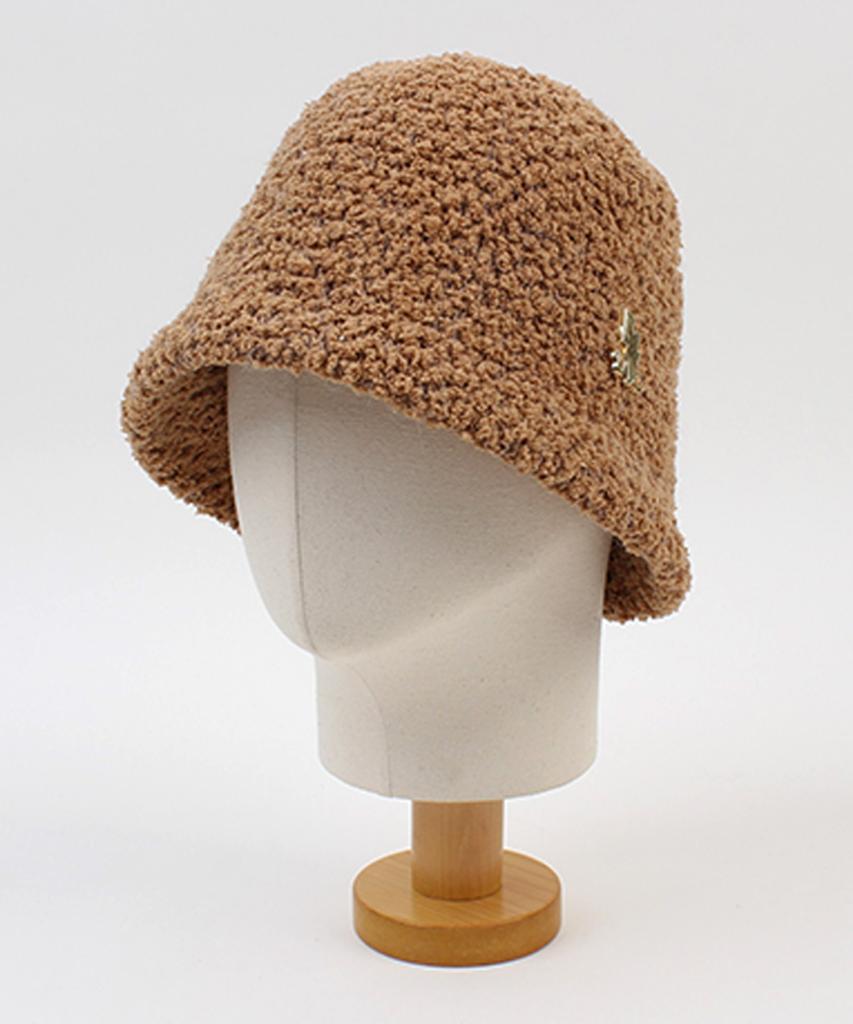 Round Fleece Beige Bucket Hat