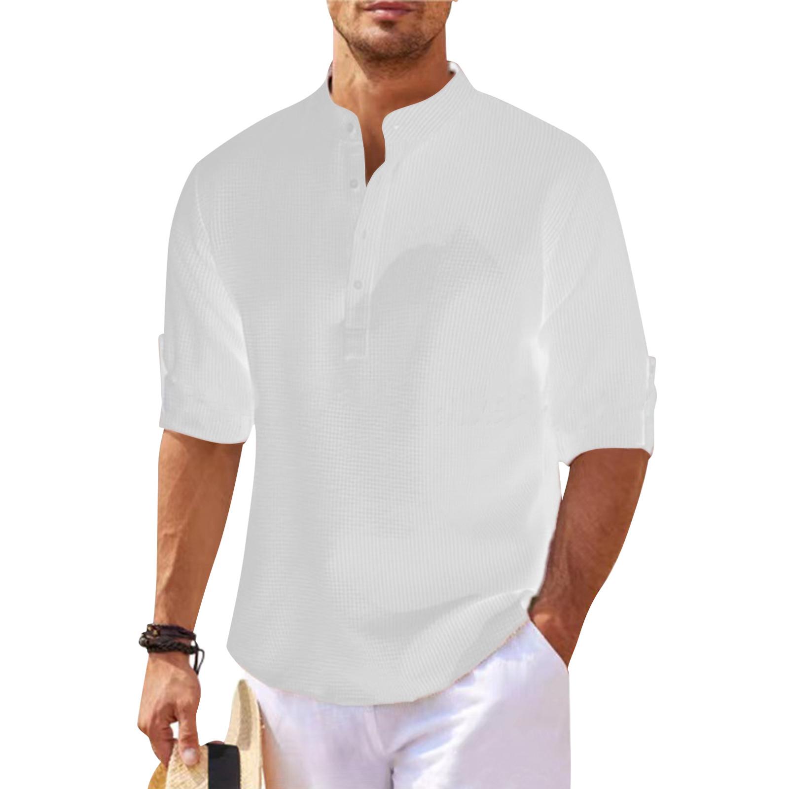 

Мужская летняя короткая приталенная модная дышащая мужская рубашка XL белый