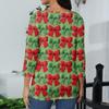 Women's Casual Fashionable Sexy Comfortable V-Neck Christmas Three-Quarter Sleeve Top