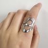 Unique Leaf Rings Stainless Steel Geometric Multi-Layer Hollow Line Open Rings for Women Men Anti Allergenic Waterproof Jewelry