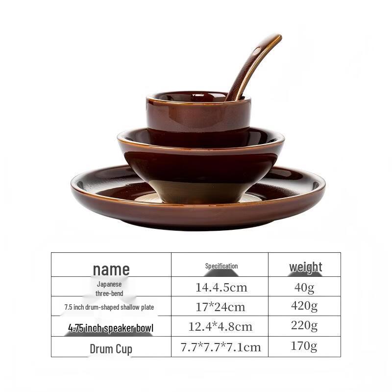 Retro Chinese Ceramic 4-Piece Dinnerware Set