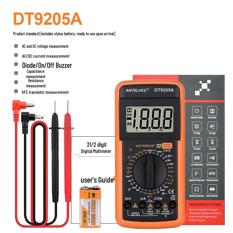 DT920 High-Precision Digital Multimeter with Smart Anti-Burn Feature for Electricians