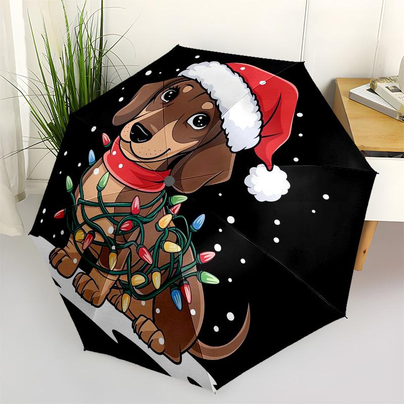 1pc Christmas Dachshund with Lights Umbrella with Plastic Handle,Suitable for All Seasons UmbrellaPT550