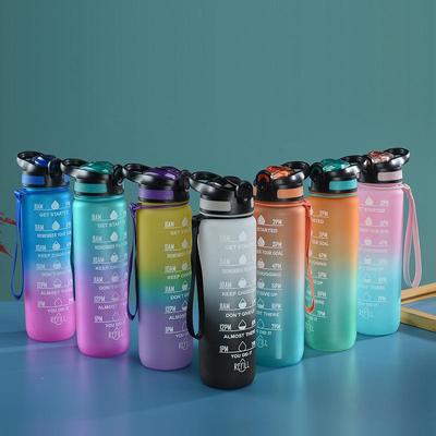 Taza Espacial de Color Degradado, Gran Capacidad con Asa, Tapa Abatible, Pajita; Botella de Agua Deportiva Portátil para Fitness al Aire Libre.