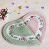Heart Shape Nonslip Bath Mat Embroidered Toilet Rug Kit Water Absorption Door Mat for Bathroom Toilet Bedroom Floor Mat