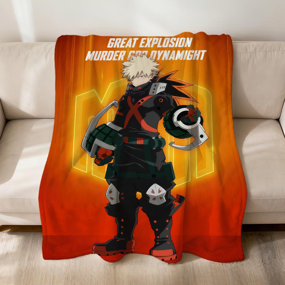 Cool Anime K-Katsuki B-Bakugo Fanart Flannel Soft Warm Plush Blanket Sofa Living Room Pet Hogar Bedroom Gift Home Car Portable