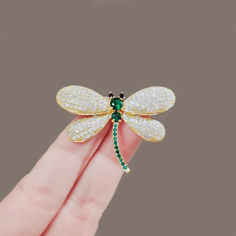 Dragonfly Brooch for Women High-end Rhinestone Niche Suit Brooch Anti-glare