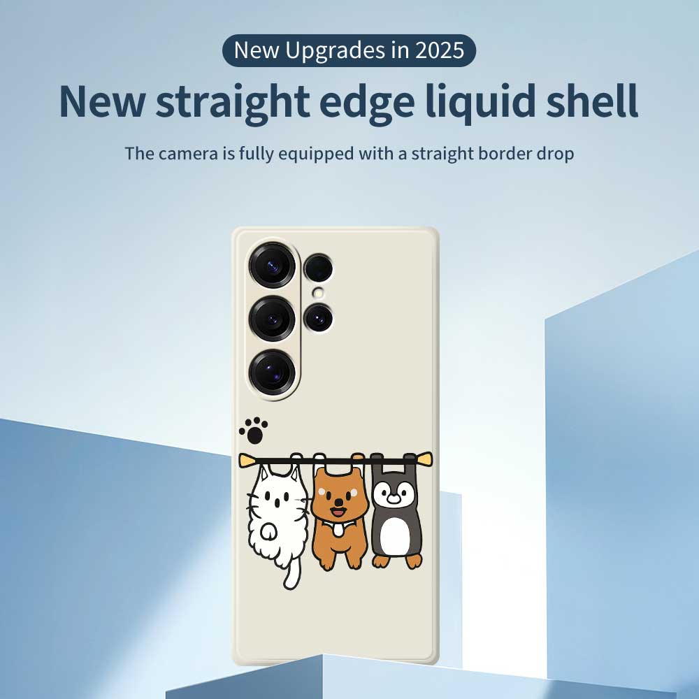 For Samsung Galaxy S25 Ultra Case Three Animal Dolls Pattern Printing Straight Edge TPU Phone Back Cover