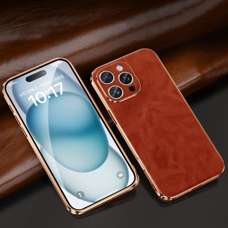 Originální kožený kryt na telefon z olejové voskové kůže pro iPhone 16 Pro Max 16 Plus 16pro Luxusní měkké okraje Nárazuvzdorný Kryt s ochranou fotoaparátu