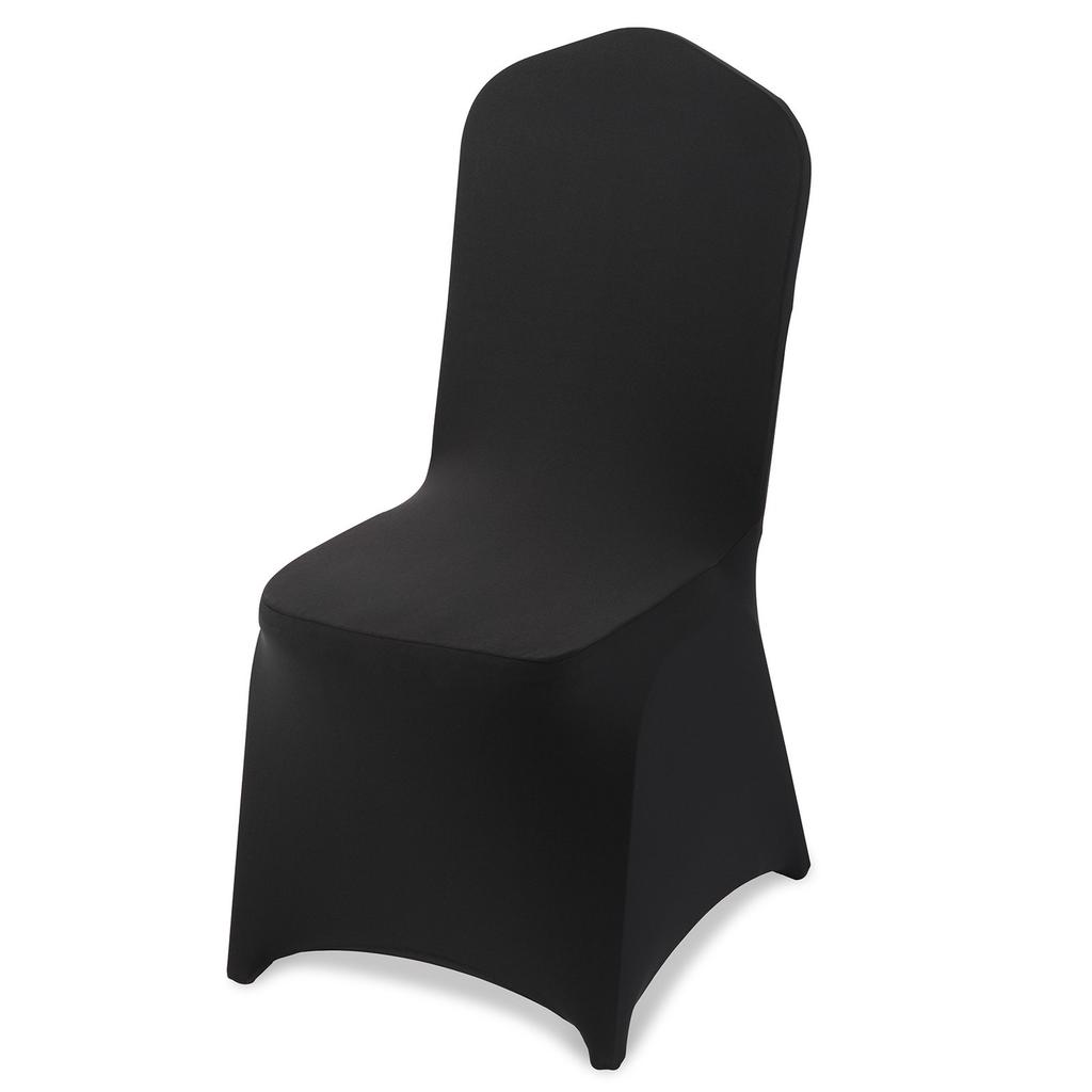 100 Pcs Black Chair Covers, Polyester Spandex Chair Cover, Stretch Slipcovers for Wedding Party Dining Banquet Flat-Front Chair Covers, Fits Chair