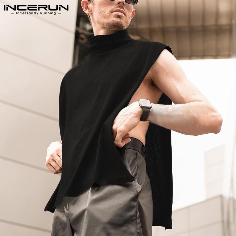 

INCERUN Летние мужские майки без рукавов пончо оверсайз однотонные свободные топы