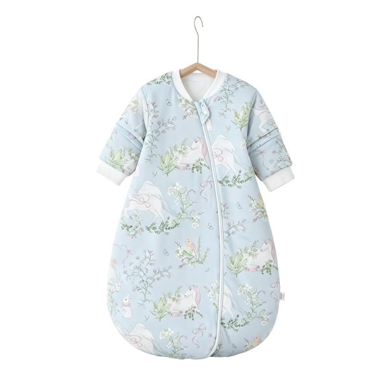Baby U-Shaped Silk Sleep Bag Fall Winter Quilted All-In-One Detachable Half Sleeve Anti-Kick Blanket Newborns