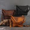 Johnature Retro Handmade Women's Bag High Capacity Genuine Leather Solid Color Tote Bag Commuter Shoulder Bag