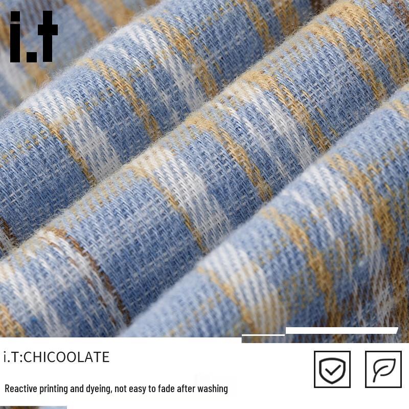 :CHOCOOLATEit Men's American Style Loose Fit Plaid Long Sleeve Shirt