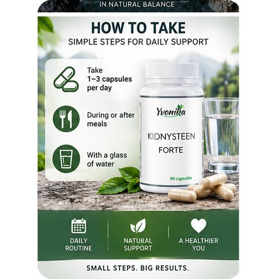 Yvonika Kidnysteen Forte – Advanced Kidney, Urinary Tract & Fluid Balance Support, 90 Capsules