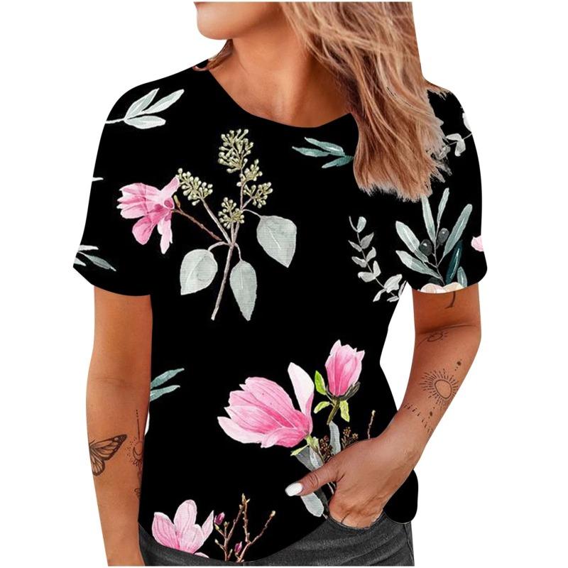 New Flower 3D Print T-Shirts Women Summer Casual O-Neck Short Sleeve T Shirt Harajuku Y2k Tees Tops Female Clothing