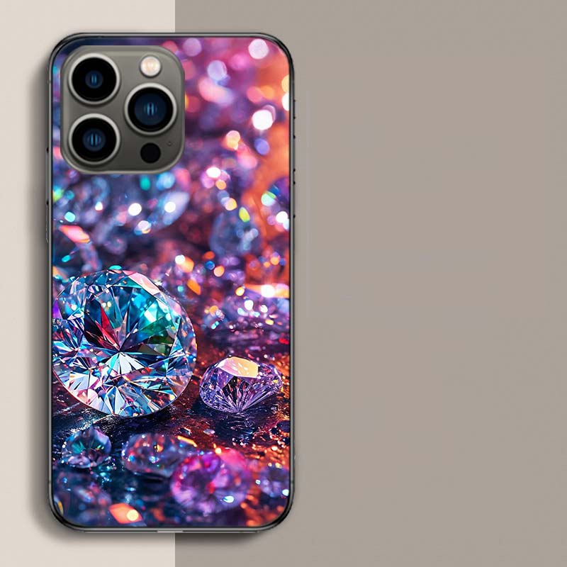 Shining and Dazzling Diamond Gemstones Phone Case For Iphone 17 Air 15 Pro 14 Plus 16 Pro Max 17E 16E 12 13 Mini 11 Cover Cute