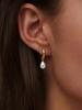 1 Pair Stainless Steel Waterproof And Non-Fading Stylish Women's Water Droplet Pearl Hoop Earrings, Suitable For Women's Daily