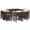 VidaXL 9-Piece Garden Dining Set with Cushions, Table and Folding Back Chairs, Outdoor Patio Furniture 3211017