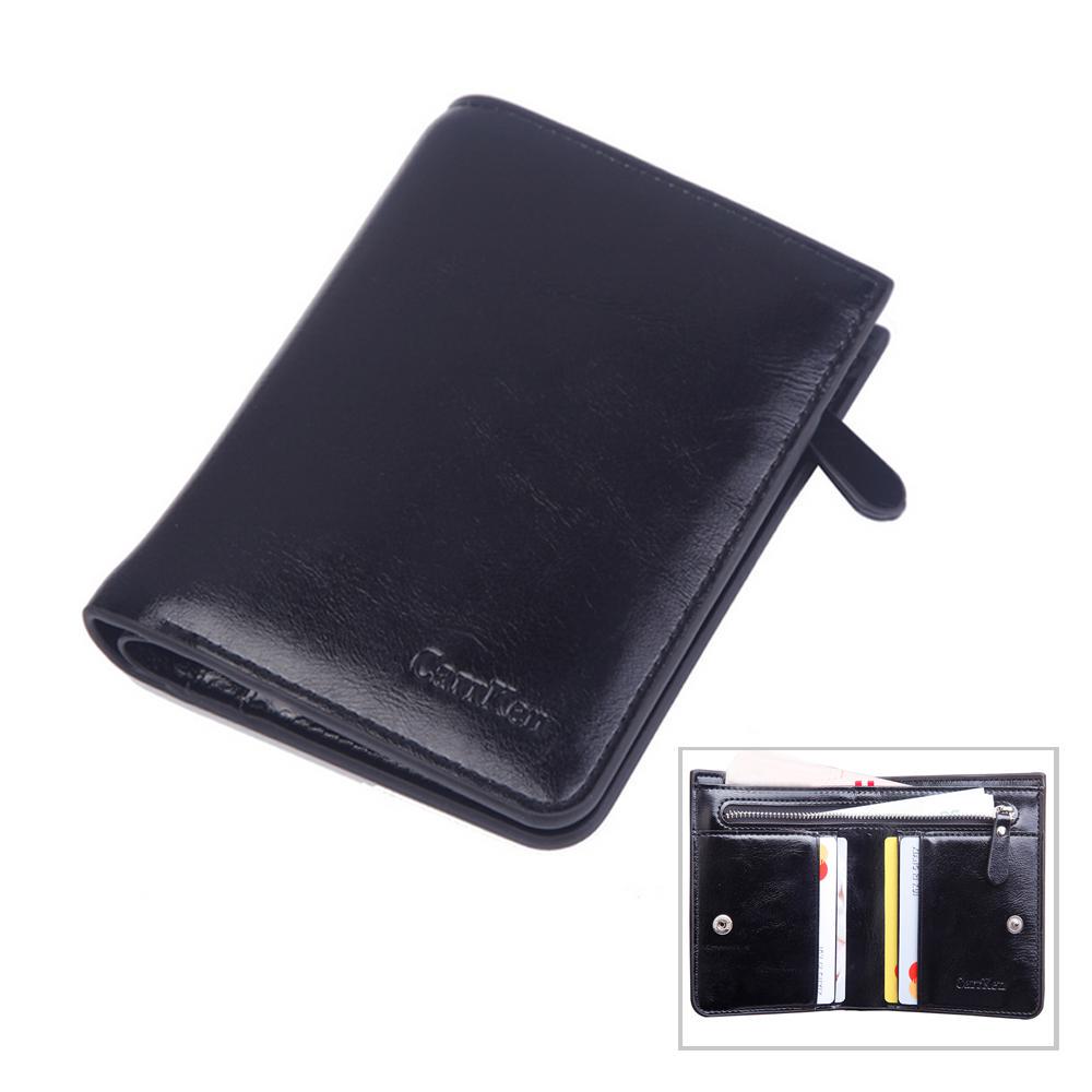 Men Slim Pu Faux Leather Bifold Wallet Phone Holder With Zipper