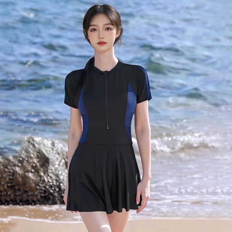 Women's Sport One-Piece High-End Conservative Slimming Swimsuit Dress for Vacation