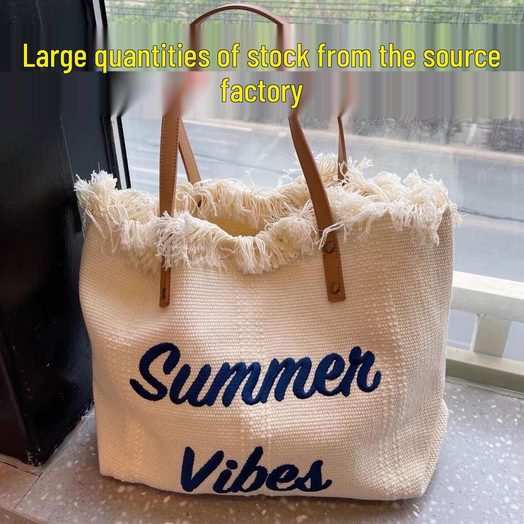 Sac Féerique Sac à Main Shopping Épaule & Cabas à Pompons Brodé pour Femmes