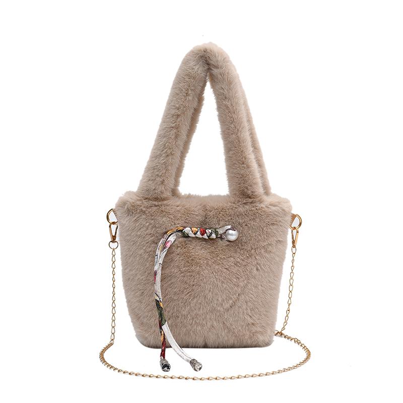 Monochromatic Feminine Velvet Crossbody Bags  Casual Chains  Young Shoulder Bags  High Quality  Basic Style