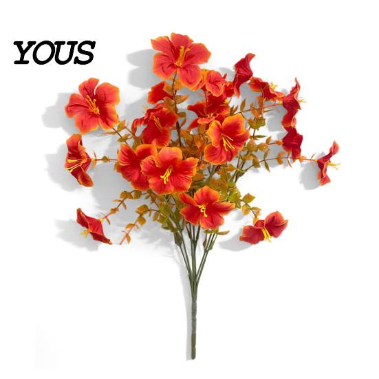 Maintenance Free Fake Greenery Artificial Morning Glory Flower Bouquet, Realistic Plastic Floral Arrangement Decorative Plants for Vases Home