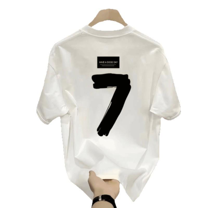 Cross-Border Exclusive Supply Of Good Goods 100% Cotton Trendy Versatile Men'S Crew Neck T-Shirt Trendy Brand Printed Short-Sleeved T-Shirt