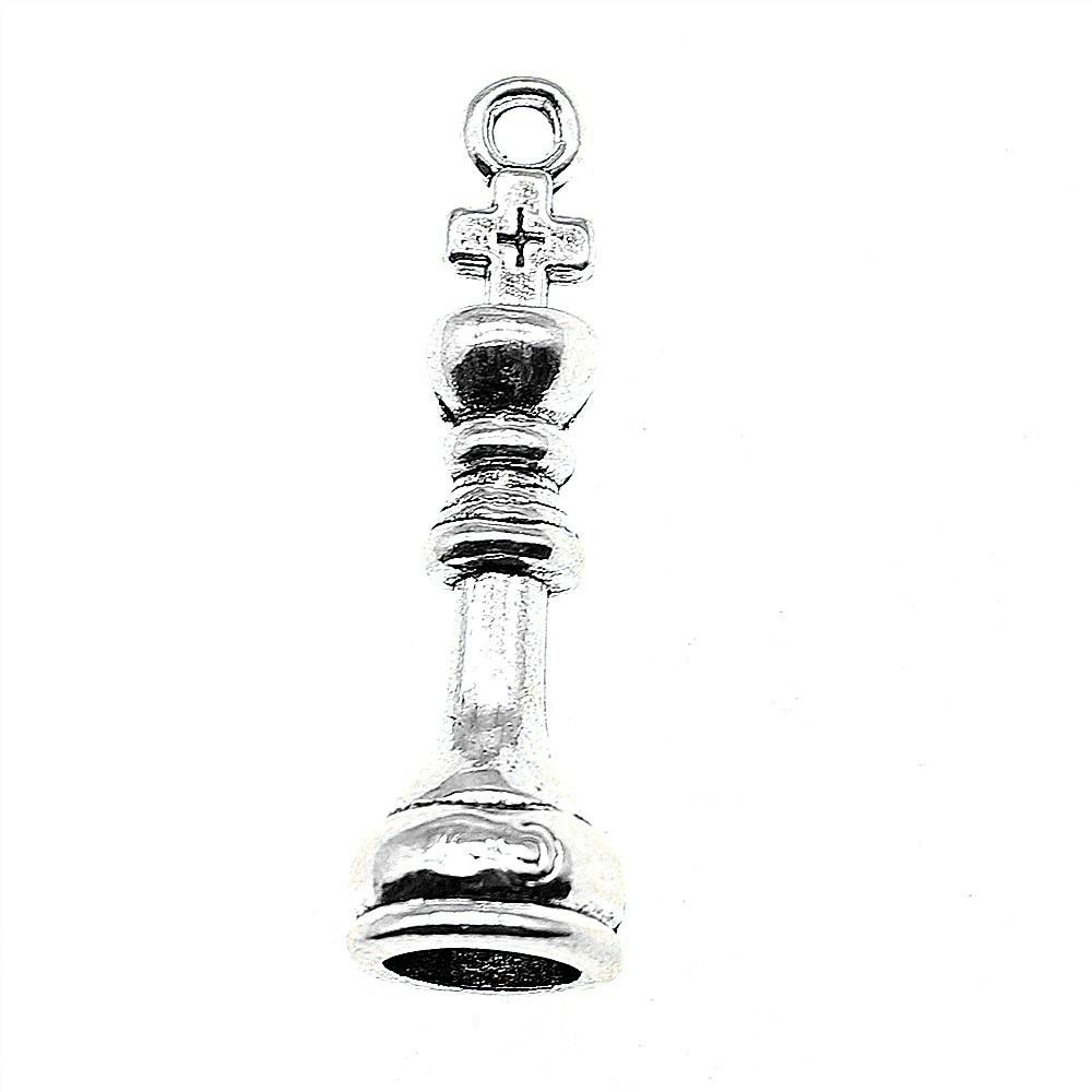 

12шт Шахматы Король Амулеты Античное серебро Цвет Цинковый сплав 27X8mm