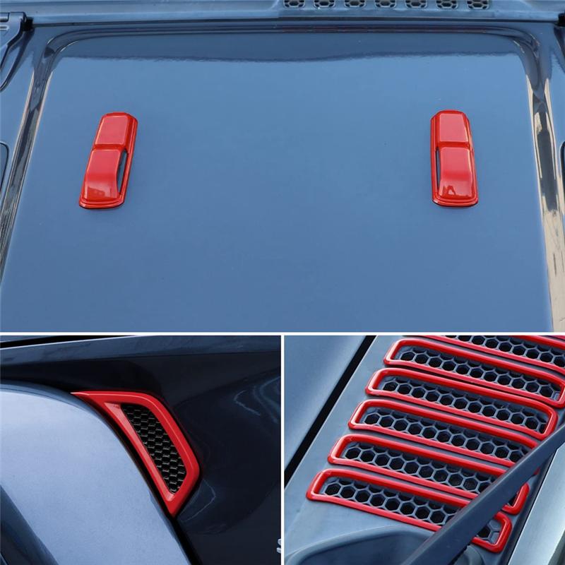 For Jeep Wrangler JL Gladiator JT 2018-2024 Hood Vents & Engine Hood Hinge & Side AC Vent Outlet Trim