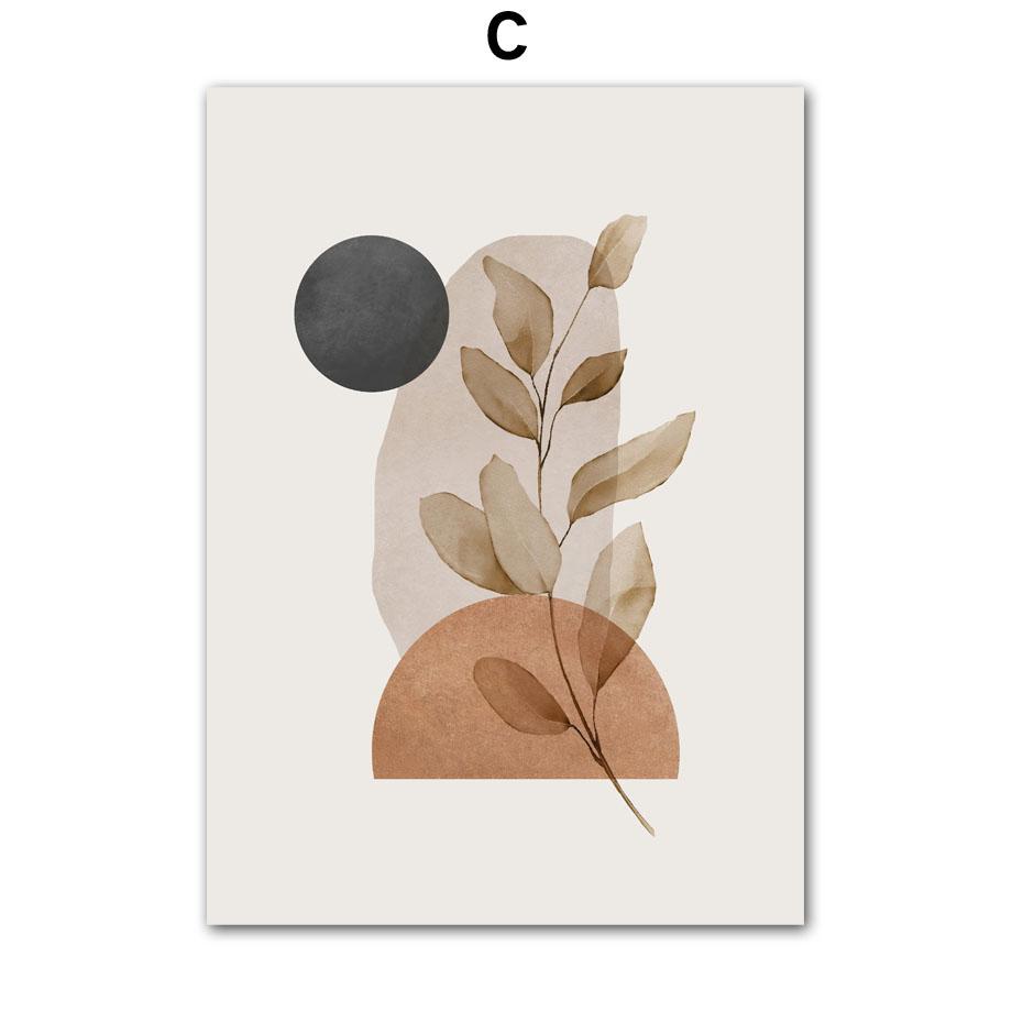 Bohemian Sun Leaf Geometry Nordic Abstract Art Plakaty Druki Sztuka Ścienna Malarstwo na Płótnie Hotel Bar Obrazy Do Wystroju Salonu