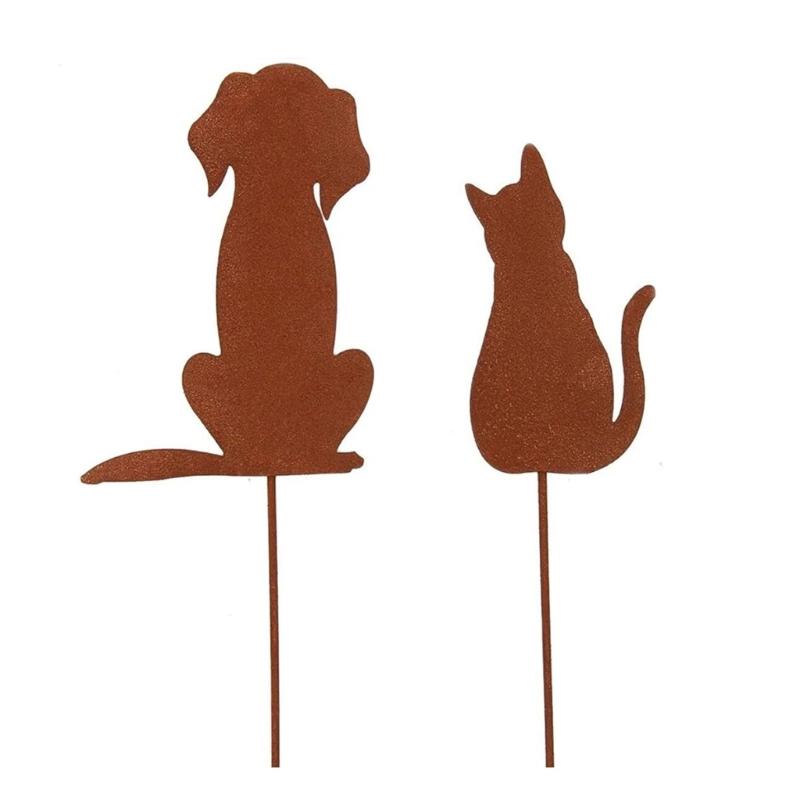 Decorațiuni Metalice de Curte cu Animale Artă de Grădină Animale Ruginite pentru Decorațiuni Exterioare Țăruș Decorativ de Exterior Accesoriu pentru Gazon