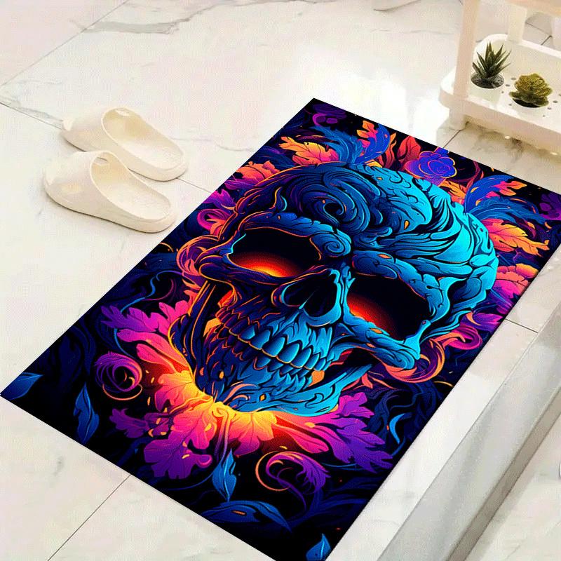 1pc Horror Skull Design Area Rug - Soft, Anti-Slip, and Durable Gaming Room Decor for Bedroom