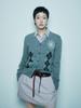 [mardimercredi] Cashmere Blended Cardigan V Neck Argyle Grey Cream