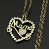 Mama Heart Crystal Chain Stainless Steel Gold Color Love Mom Mother Day Female Elegant Daily Wear Necklace Jewelry Gift