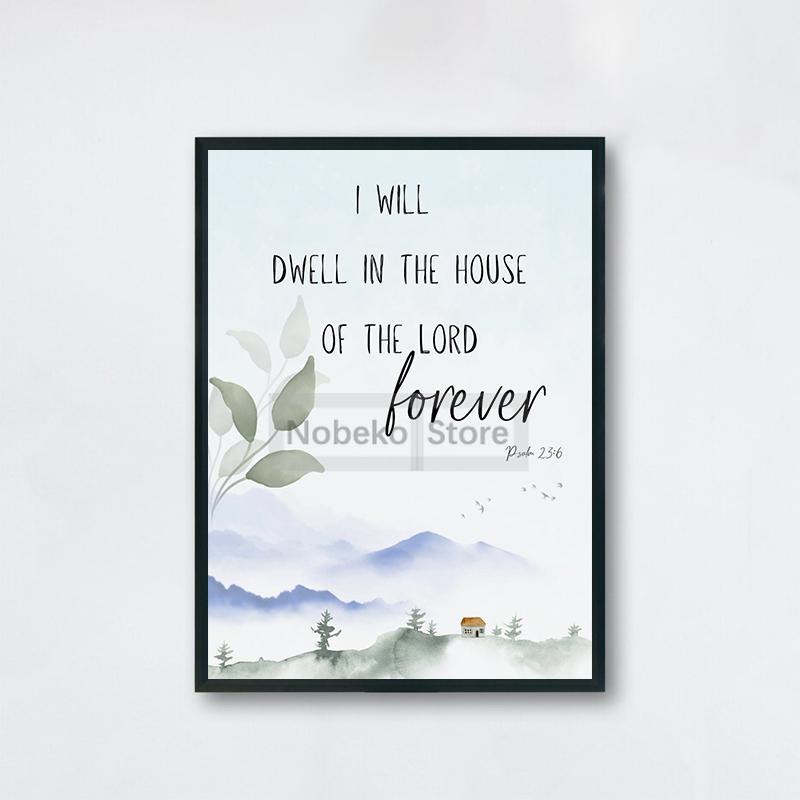 Watercolour Christian Psalm Poster Watercolor Landscape Bible Prints Canvas Painting Wall Art Pictures Home Room Modern Decor
