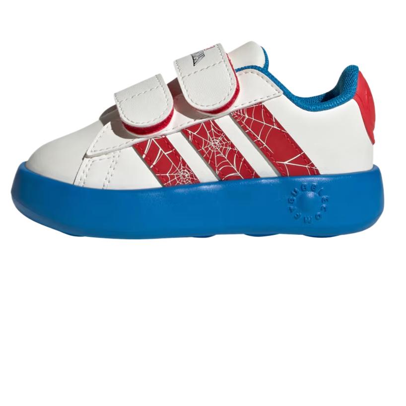 

Новые кроссовки Marvel Spider Man x Adidas GRAND COURT с низким верхом для малышей, сине-белые с драгоценно-красным, для младенцев и малышей JQ8072 24